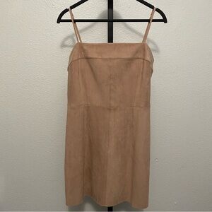 Women’s Faux Suede Tan Mini Dress Medium Boho Western Festival Retro‎ Indie
